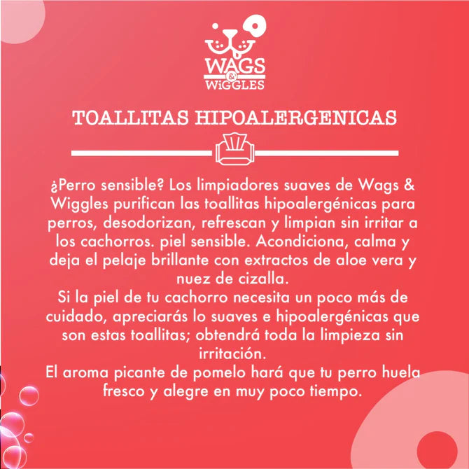 Toallitas hipoalergénicas para perro - 100 Toallitas