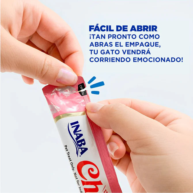Inaba Churu Sabor Atún y Salmón, Snack Premio Cremoso para Gatos - 4 tubos 14g cu