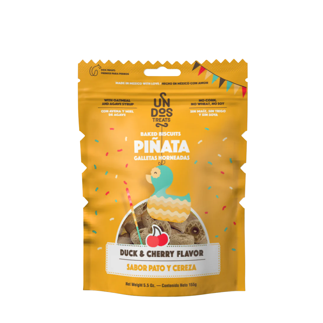 Un Dos Treats Baked Biscuits Piñata Galletas Horneadas-Pato y Cereza 5.5 oz