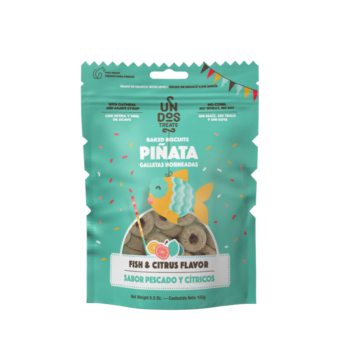 Un dos Treats Baked Biscuits Piñata Galletas Horneadas- Sabor Pescado y Citricos 5.5 oz