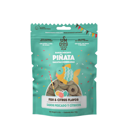 Un dos Treats Baked Biscuits Piñata Galletas Horneadas- Sabor Pescado y Citricos 5.5 oz